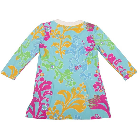 J. McLaughlin Colorful Aqua Floral Tunic Top Catalina Cloth Size Small - Picture 4 of 4